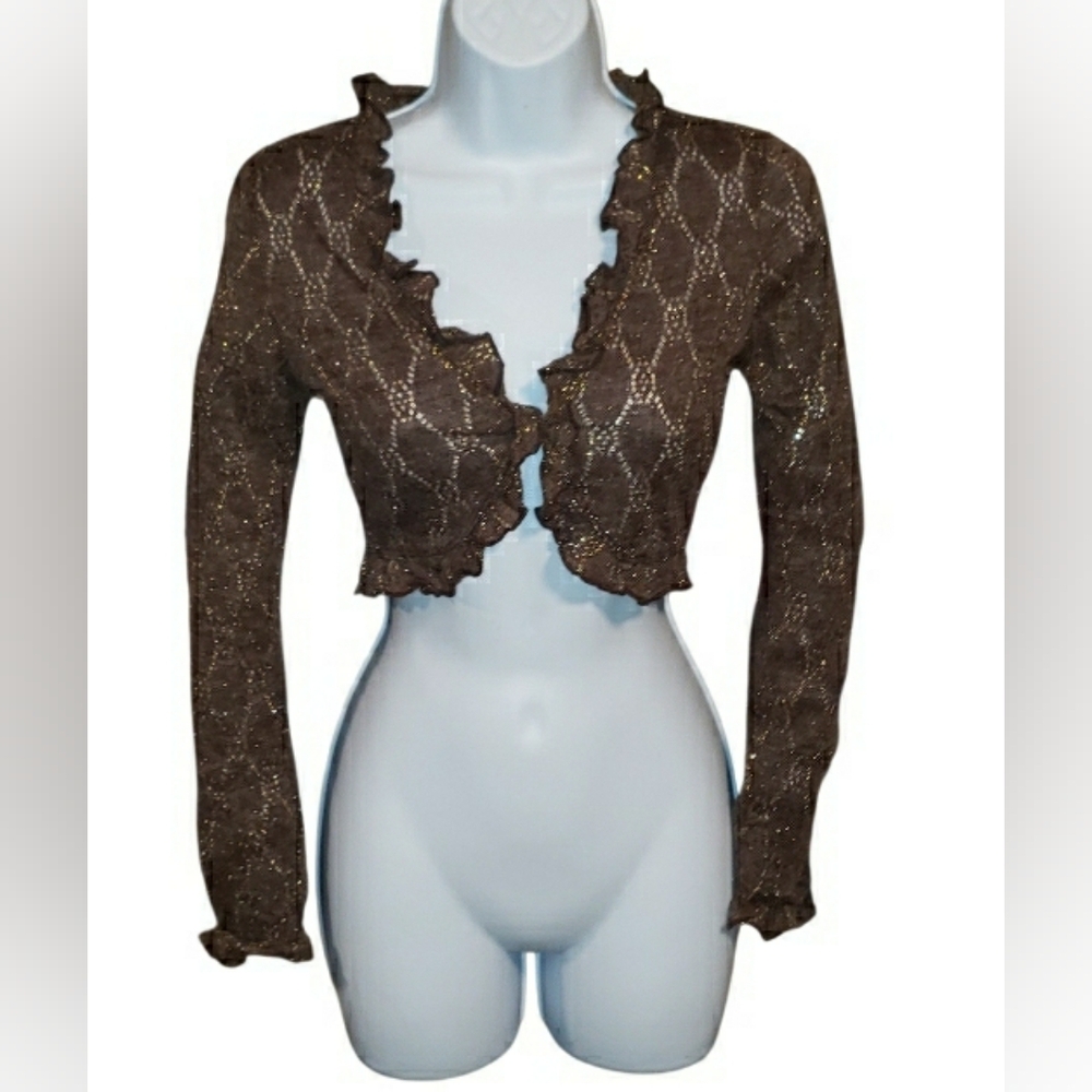 Brown Ruffled Crop Top NWOT